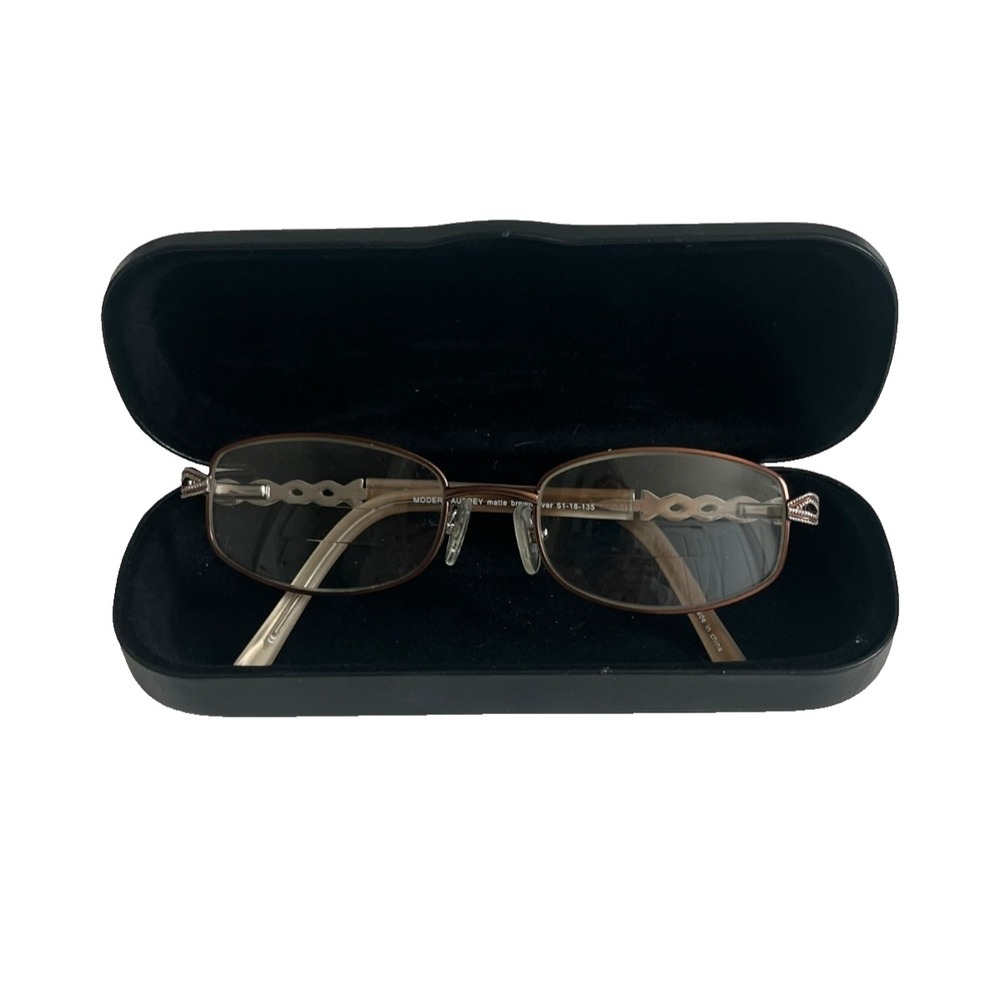 Genevieve Boutique Modern Aubrey Eye Brown Silver Oval FRAMES ONLY 51-18-135